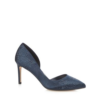 Navy 'Penny' embellished high court shoes